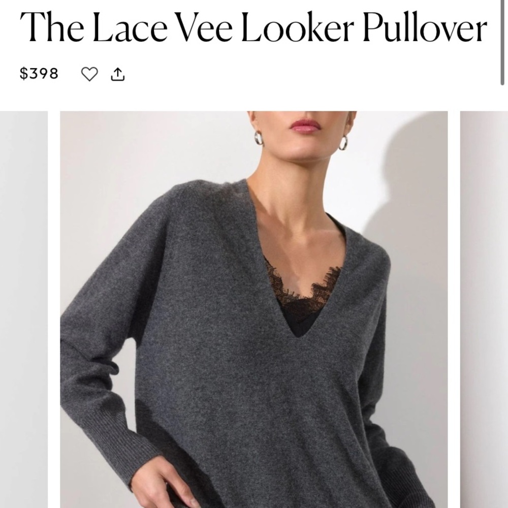 Brochue Walker Gray V-Neck wool/cashmere Sweater size medium